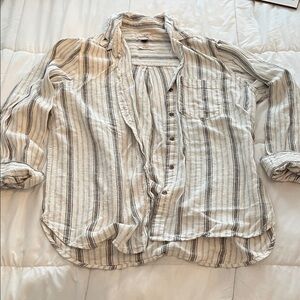 Universal Thread Gray and White Striped Top